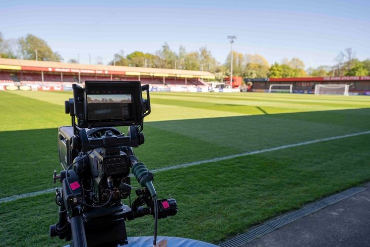 Camera by football field