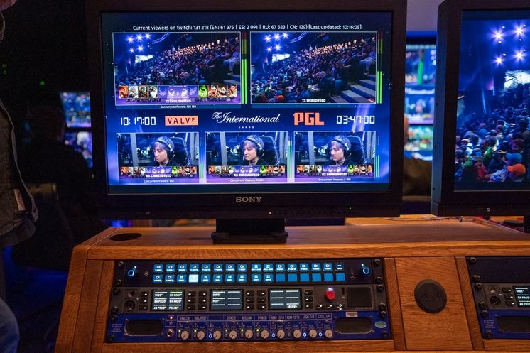 Dota2 OB truck Stream deck studio and multiview up close